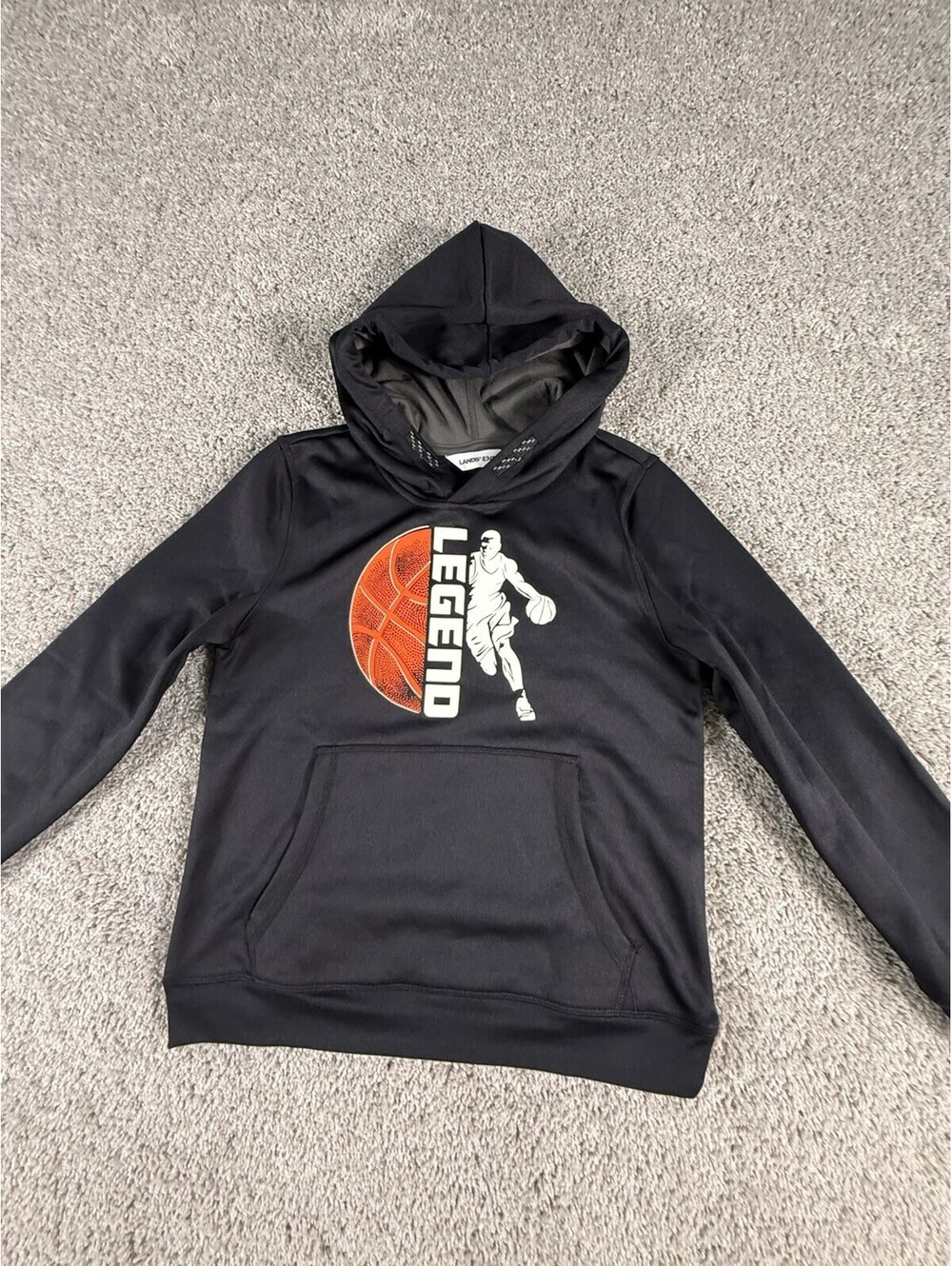 NWOT Lands’ End Boys Basketball Hoodie Black Size 10-12 Medium